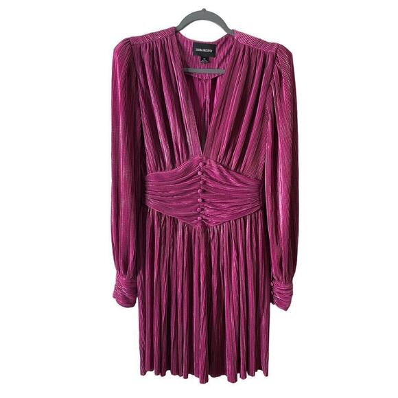 Sabina Musayev Shaya Metallic Pleated Mini Dress in Purple - Picture 5 of 9